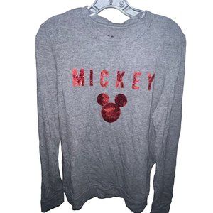 Disney Mickey Mouse Glitter Long Sleeve Women's Shirt